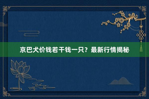 京巴犬价钱若干钱一只？最新行情揭秘